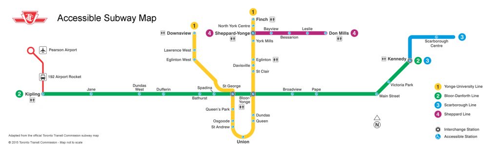 Subway diagram showing only fully accessible subway stations