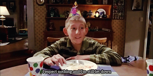 Gif of Dewey from Malcolm in the Middle saying "I expect nothing, and I'm still let down."