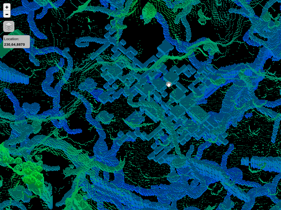 Dynamic map cave view of a stronghold at 230, 8870